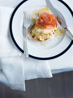creamy scrambled eggs with smoked salmon