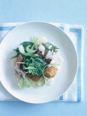 peppered pork fillet with roast potato salad