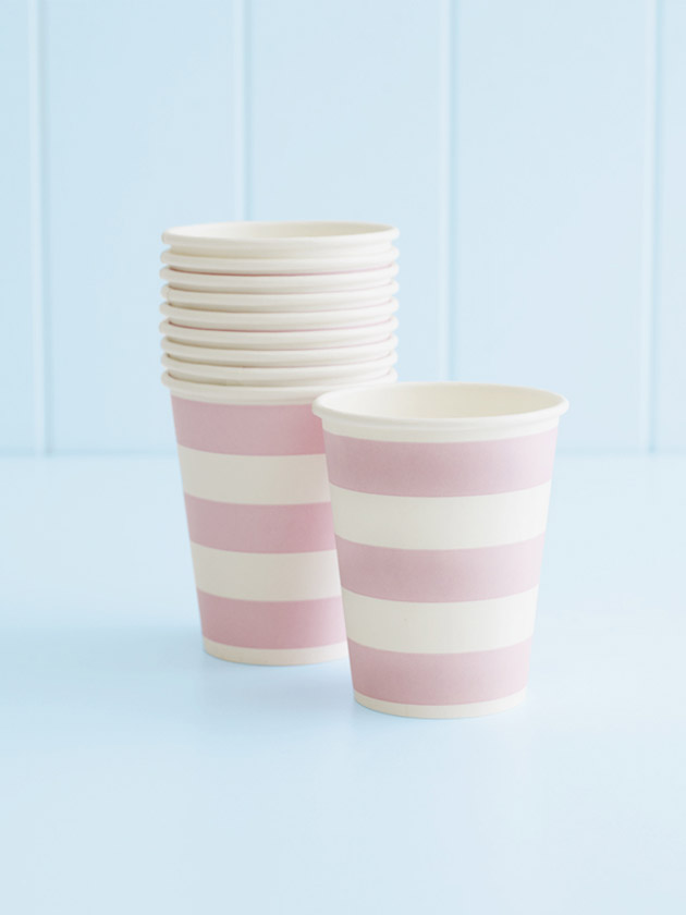 paper cups – striped pink paper cups – striped pink