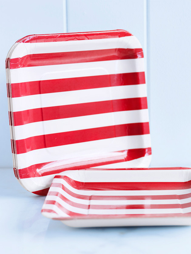 striped paper plates – red striped paper plates – red
